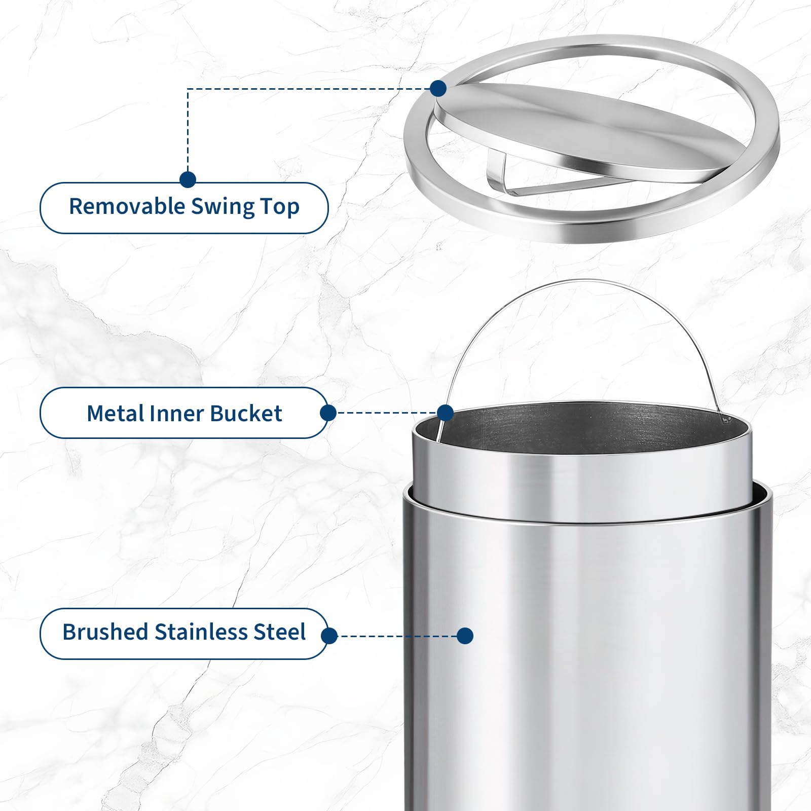 Amazon.com: Garvee 13.2 gal Swing Top Trash Can, 50 Liter